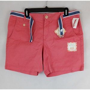 NWT Dockers Truly Slimming Soft Short Women's Salmon Pink Shorts With Belt 14